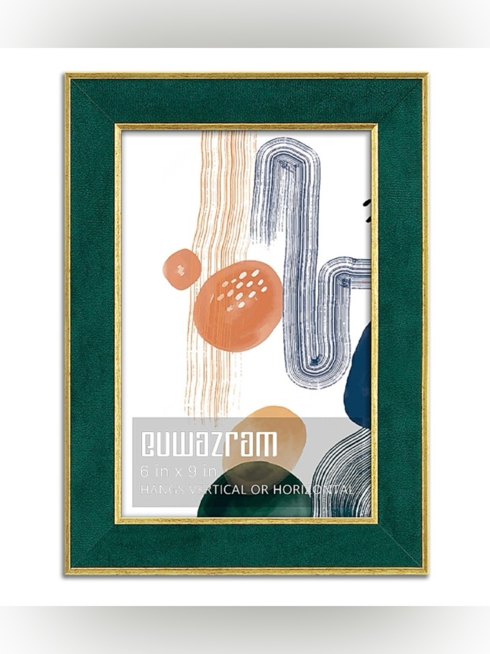 Green Suede Picture Frame with HD Glass Vertical Horizontal Wall Mount Tabletop